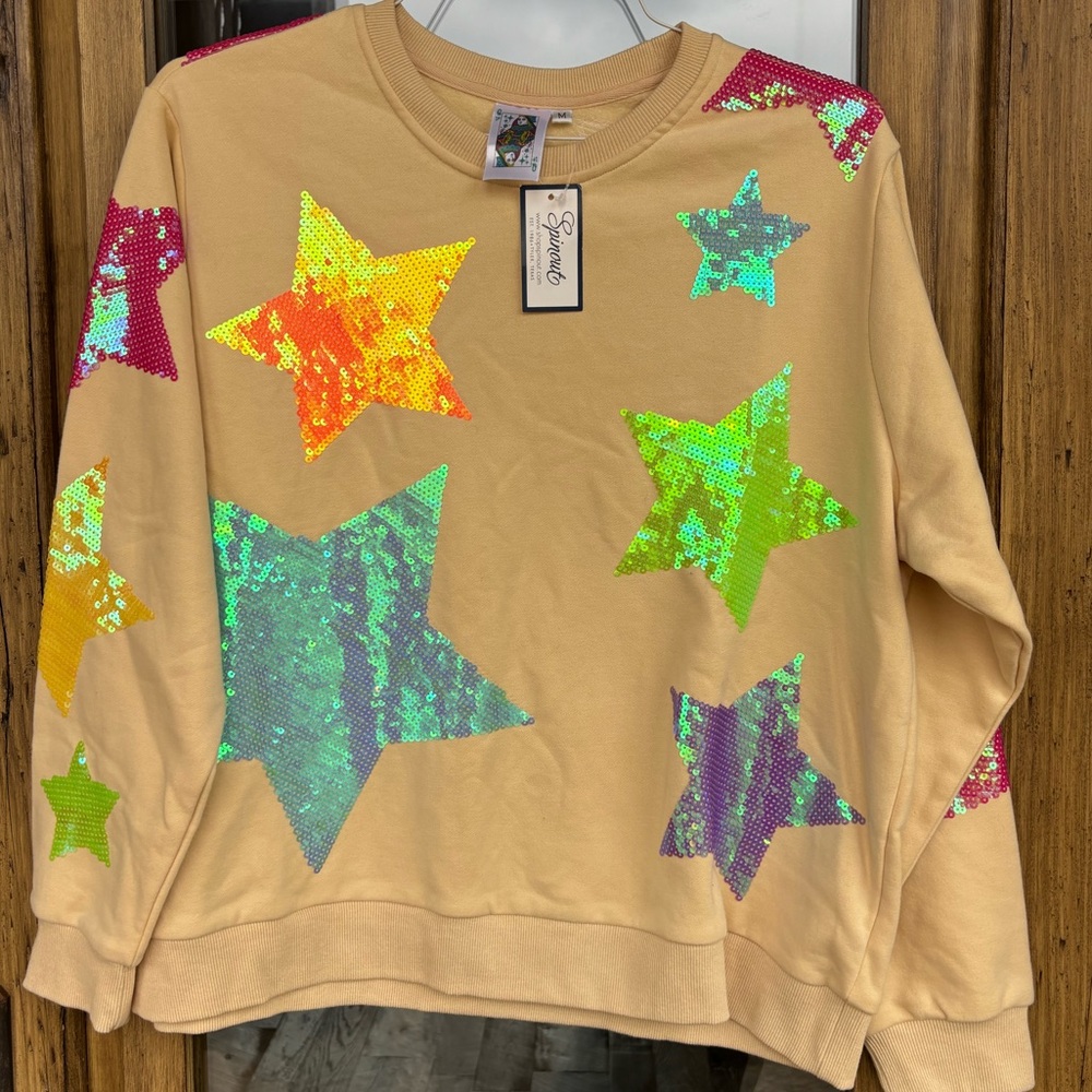 BNWT Queen of Sparkles Mega Star Cream Sweatshirt Medium